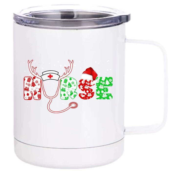 Cute Christmas Nurse Logo Front & Back 12oz Stainless Steel Tumbler Cup