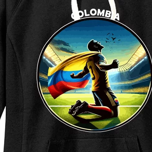 Cool Colombia National Soccer Team With Flag Women's Fleece Hoodie