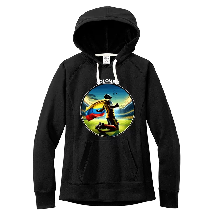 Cool Colombia National Soccer Team With Flag Women's Fleece Hoodie