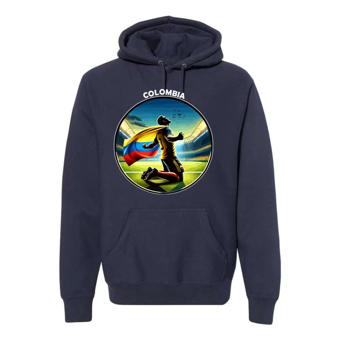 Cool Colombia National Soccer Team With Flag Premium Hoodie