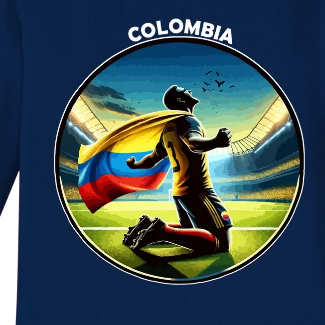 Cool Colombia National Soccer Team With Flag Baby Long Sleeve Bodysuit