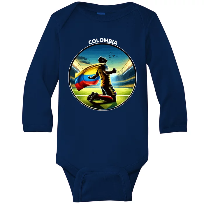 Cool Colombia National Soccer Team With Flag Baby Long Sleeve Bodysuit