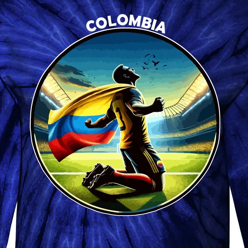 Cool Colombia National Soccer Team With Flag Tie-Dye Long Sleeve Shirt