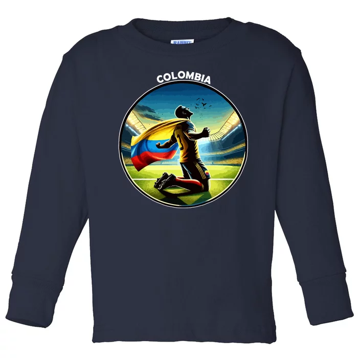 Cool Colombia National Soccer Team With Flag Toddler Long Sleeve Shirt