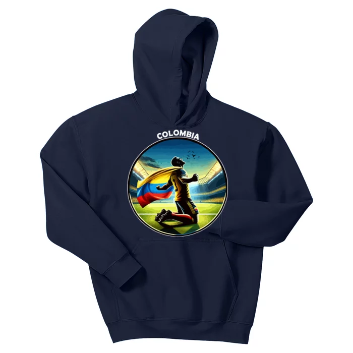 Cool Colombia National Soccer Team With Flag Kids Hoodie