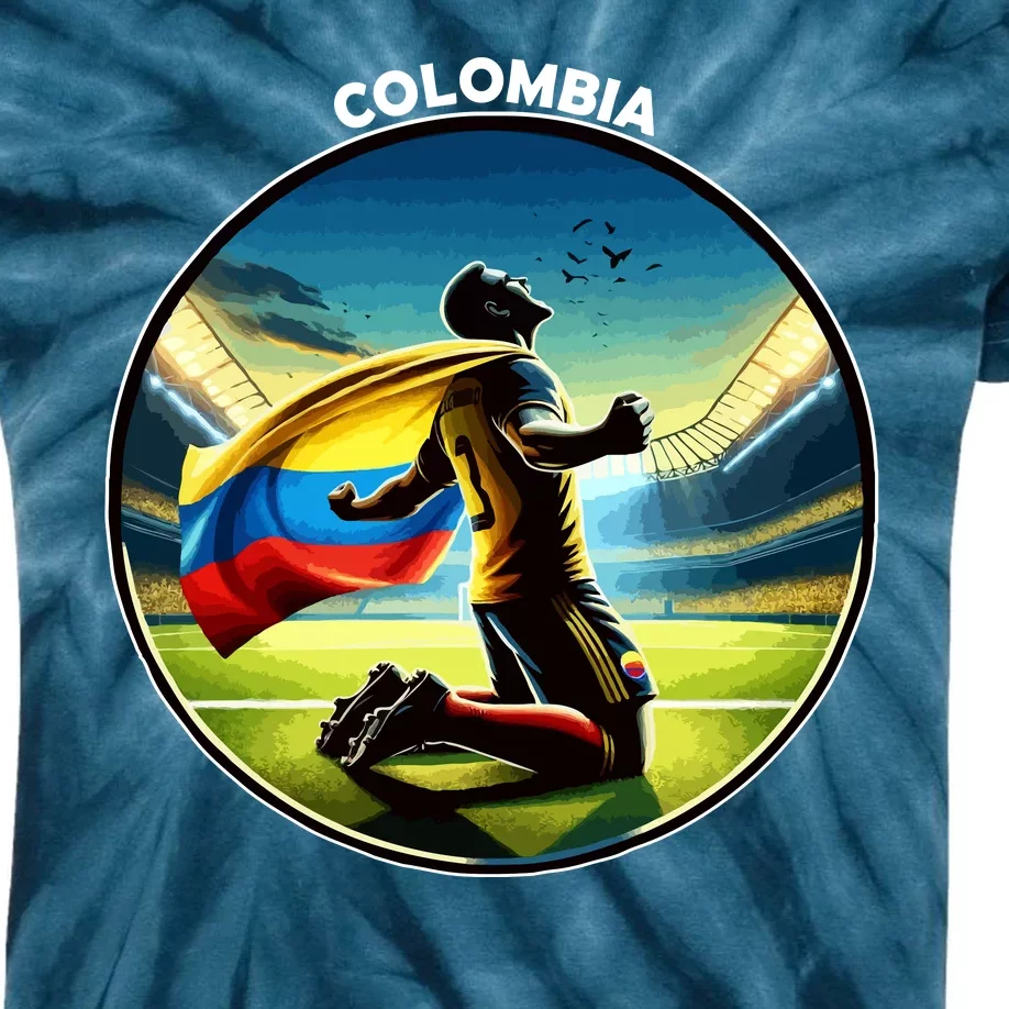 Cool Colombia National Soccer Team With Flag Kids Tie-Dye T-Shirt