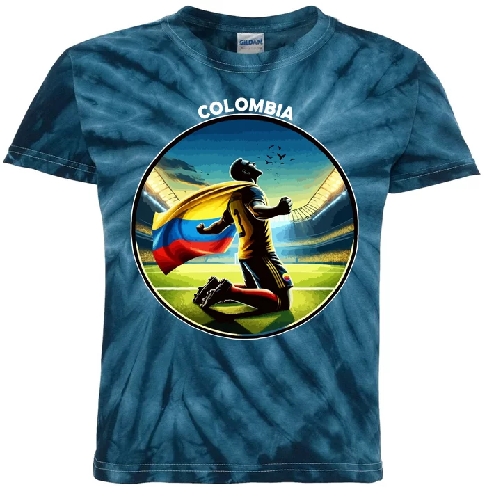 Cool Colombia National Soccer Team With Flag Kids Tie-Dye T-Shirt