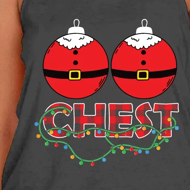 Chestnuts Chest Nuts Christmas Matching Christmas Couples Women's Knotted Racerback Tank