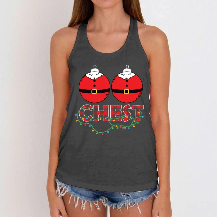 Chestnuts Chest Nuts Christmas Matching Christmas Couples Women's Knotted Racerback Tank