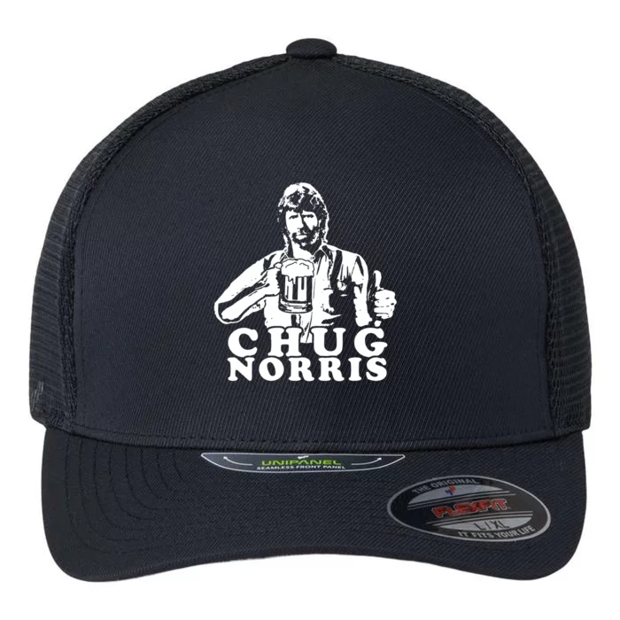 Chug Chuck Norris Funny Beer Drinking Hilarious Party 80s 90s Movie Flexfit Unipanel Trucker Cap