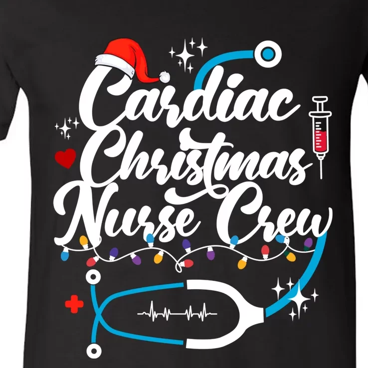 Cardiac Christmas Nurse Crew Holiday Season V-Neck T-Shirt