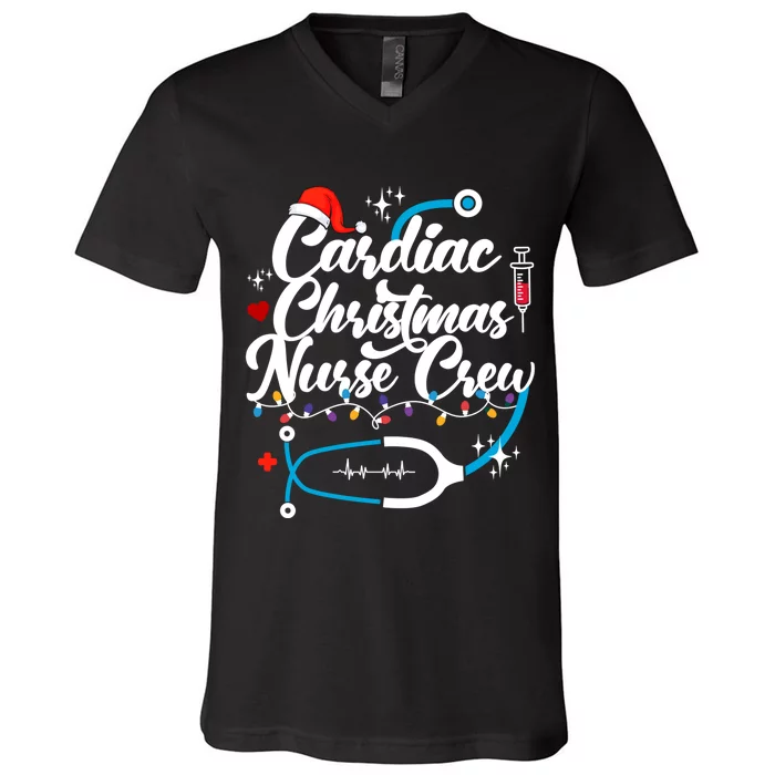 Cardiac Christmas Nurse Crew Holiday Season V-Neck T-Shirt