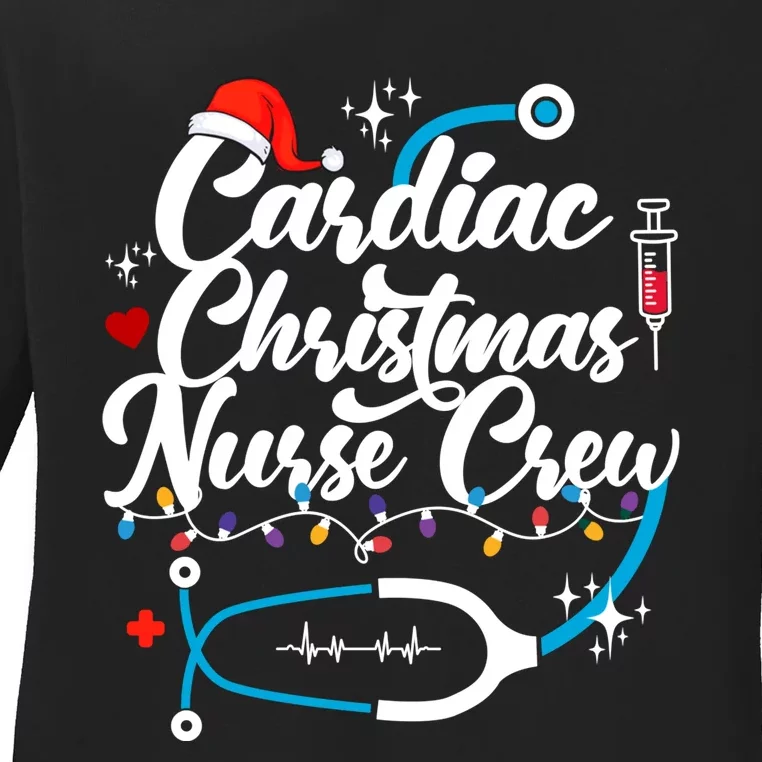 Cardiac Christmas Nurse Crew Holiday Season Ladies Long Sleeve Shirt