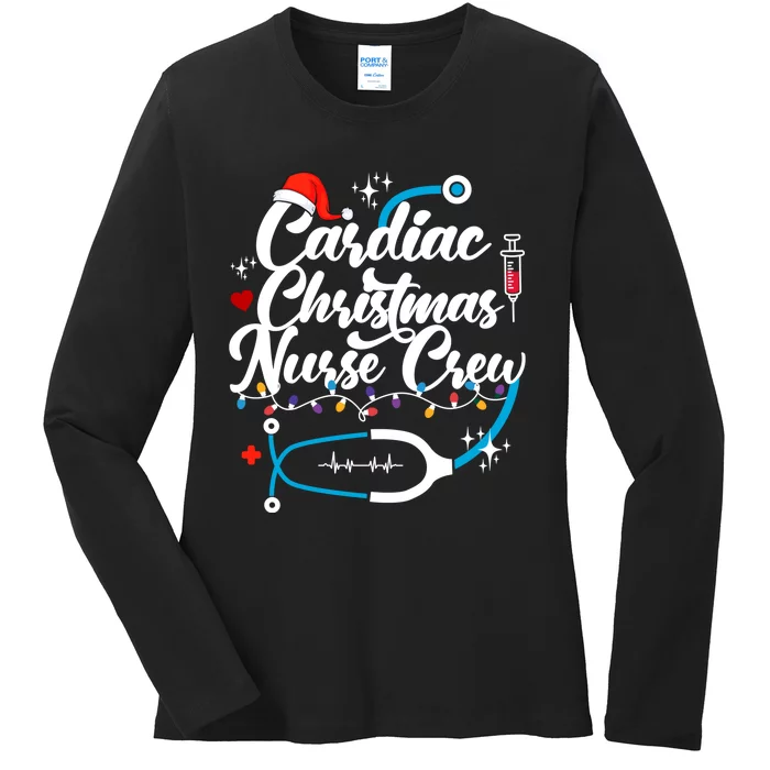 Cardiac Christmas Nurse Crew Holiday Season Ladies Long Sleeve Shirt