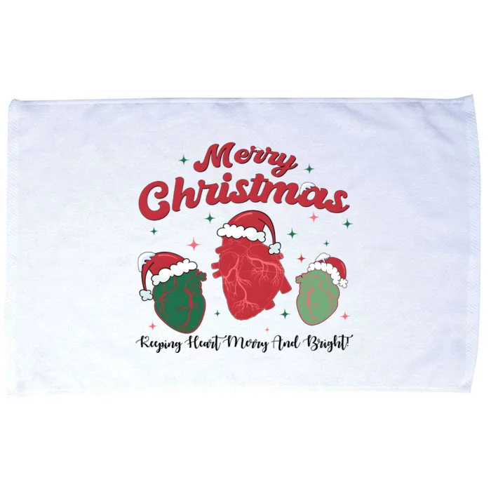 Christmas Cardiac Nurse Heart Anatomy Keep Heart Merry And Bright Microfiber Hand Towel