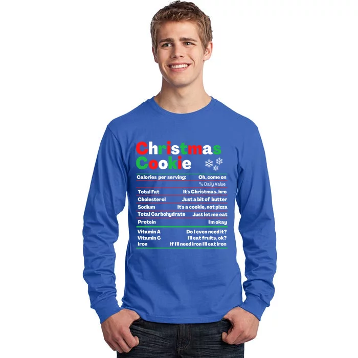 Christmas Cookie Nutrition Facts Funny Cookie Baking Crew Cool Gift Tall Long Sleeve T-Shirt