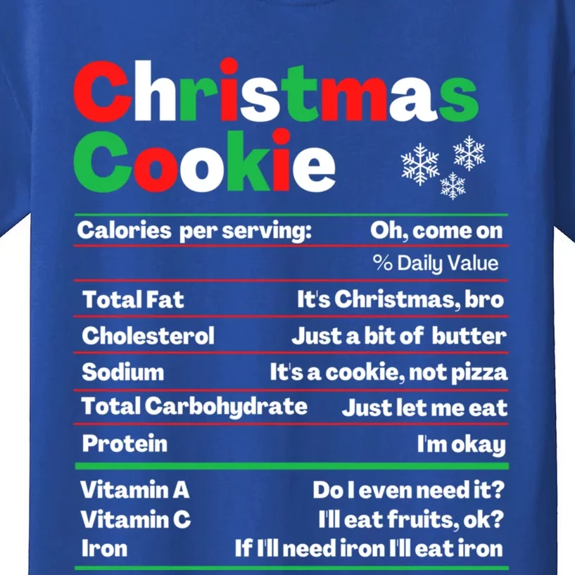 Christmas Cookie Nutrition Facts Funny Cookie Baking Crew Cool Gift Kids T-Shirt