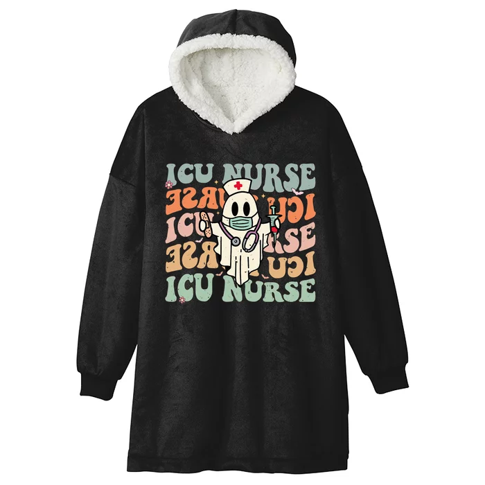 Critical Care Nurse Icu Neonatal Groovy Halloween Nursing Hooded Wearable Blanket