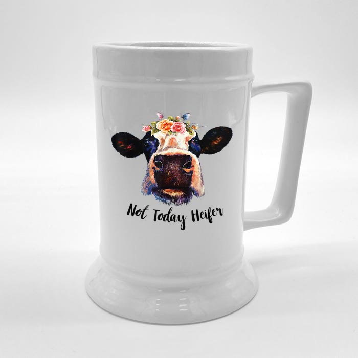 Cute Cow Not Today Heifer Funny Gift Please Farmer Front & Back Beer Stein