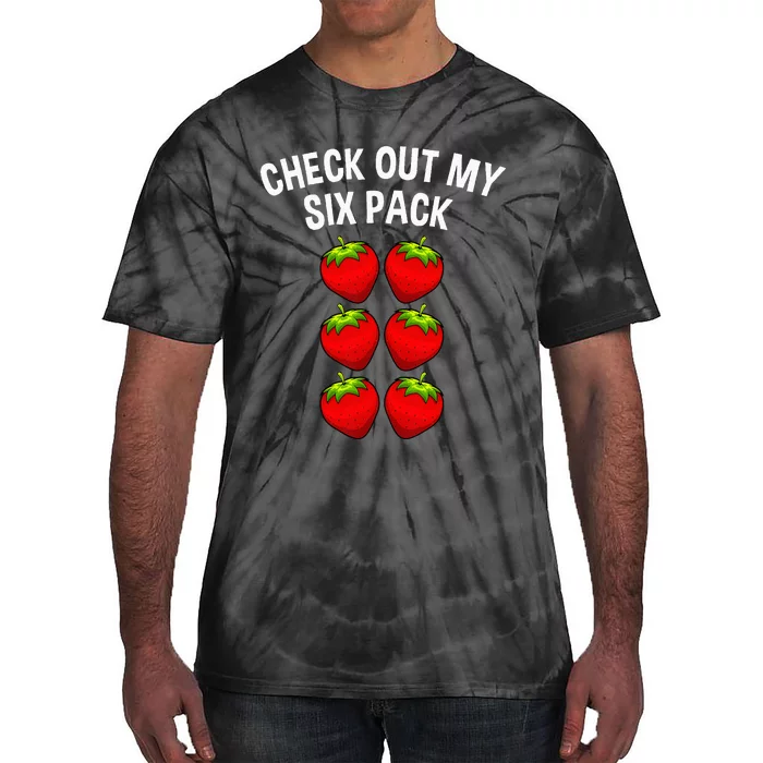 Cute Check Out My Six Pack Art Strawberry Lover Tie-Dye T-Shirt