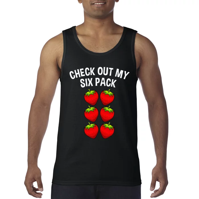 Cute Check Out My Six Pack Art Strawberry Lover Tank Top