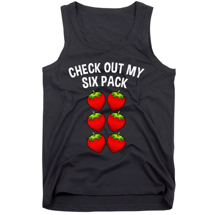 Cute Check Out My Six Pack Art Strawberry Lover Tank Top