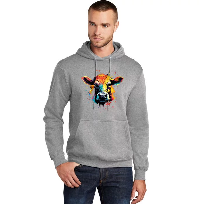 Cool Cow On Colorful Painted Cow Tall Hoodie