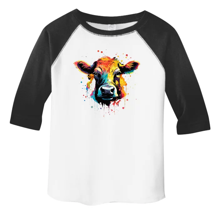 Cool Cow On Colorful Painted Cow Toddler Fine Jersey T-Shirt