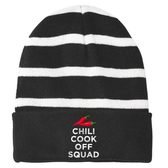 Chili Cook Off Squad Chili Contest Matching Team Striped Beanie with Solid Band