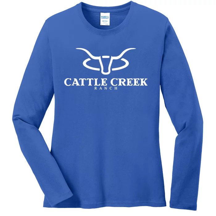 Cattle Creek Original White Logo Ladies Long Sleeve Shirt