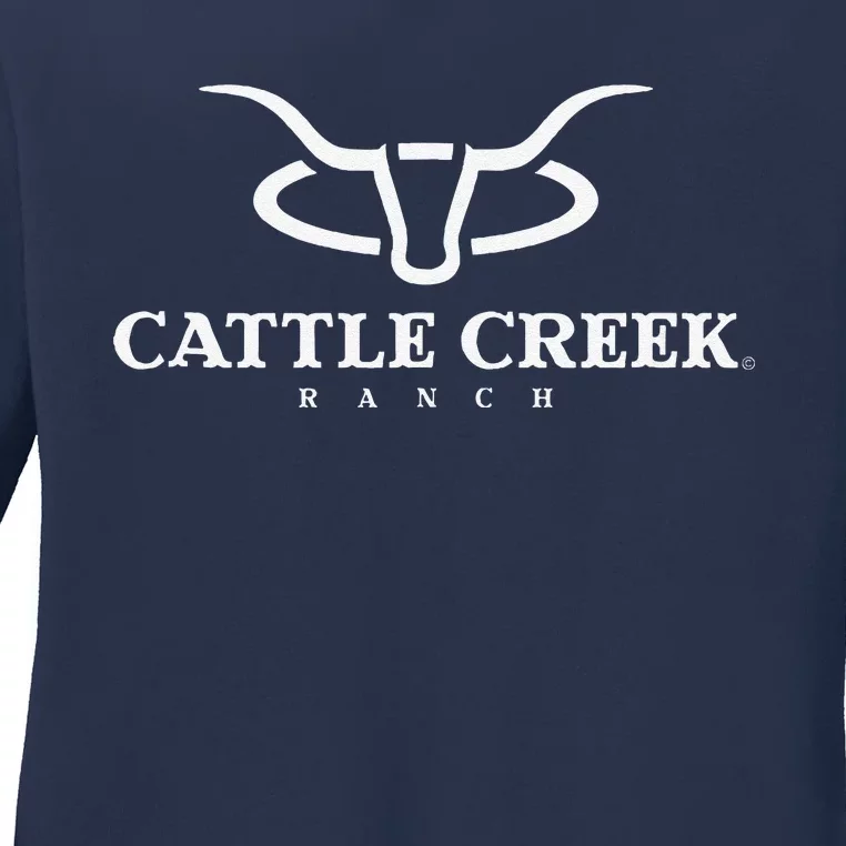 Cattle Creek Original White Logo Ladies Long Sleeve Shirt