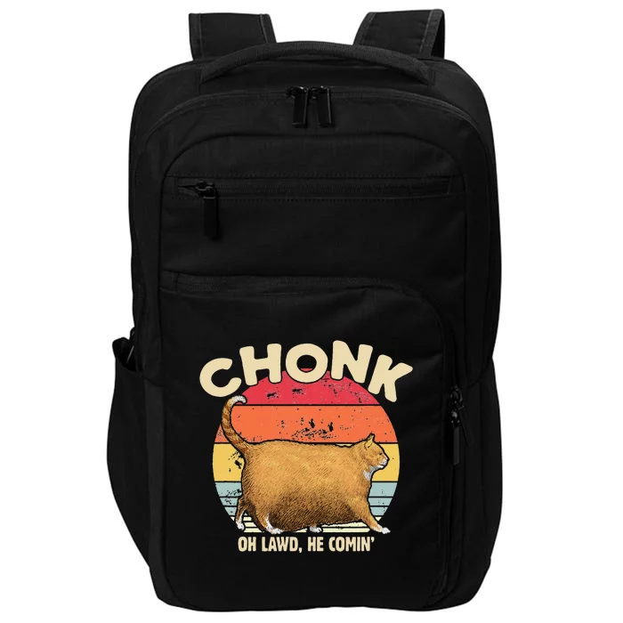 Chonk Cat Oh Lawd He Comin Funny Cat Meme Vintage Style Impact Tech Backpack