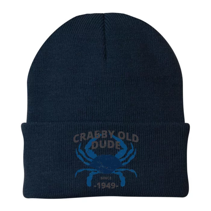 Cute Crabby Old Dude Since 1949 70th Birthday Crab Fishing Knit Cap Winter Beanie