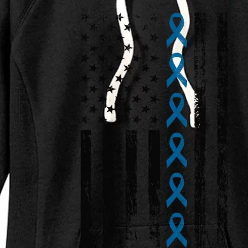 Colon Cancer Ribbon FLag Women's Fleece Hoodie