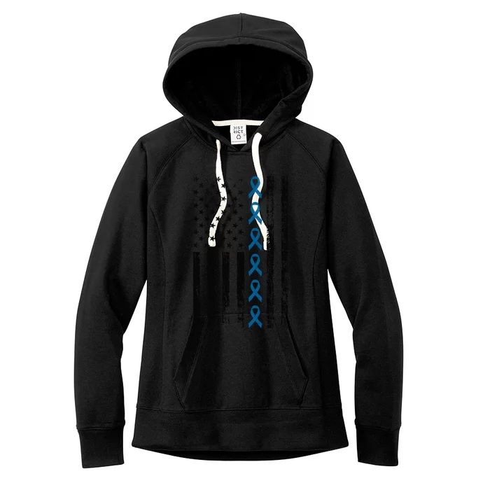 Colon Cancer Ribbon FLag Women's Fleece Hoodie