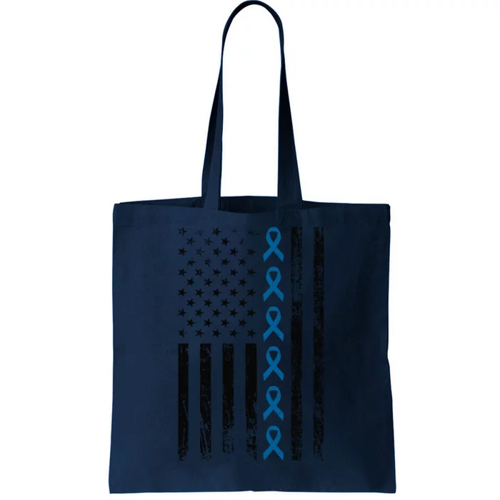 Colon Cancer Ribbon FLag Tote Bag