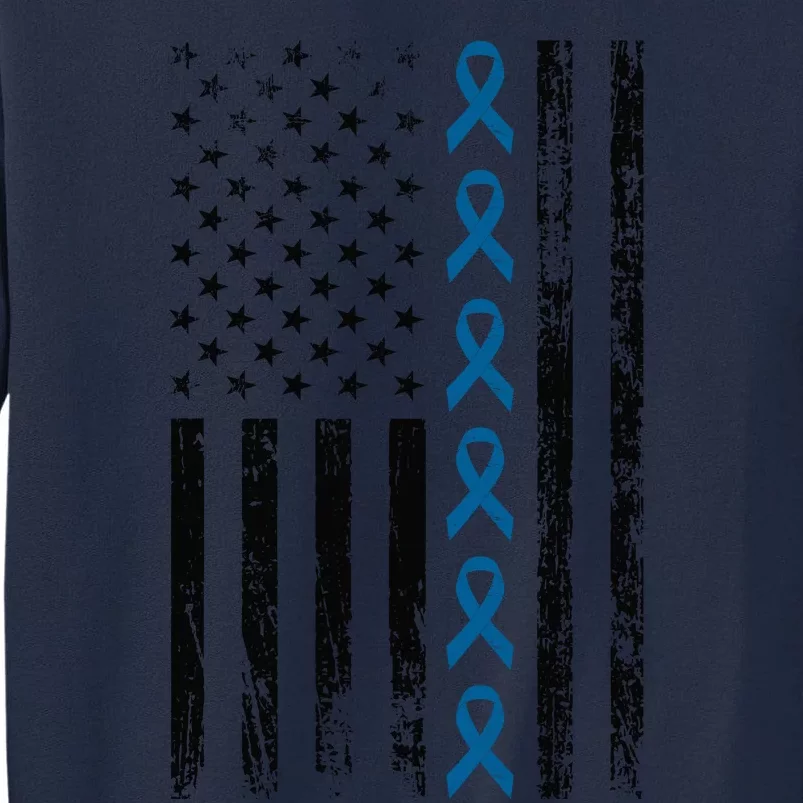 Colon Cancer Ribbon FLag Tall Sweatshirt