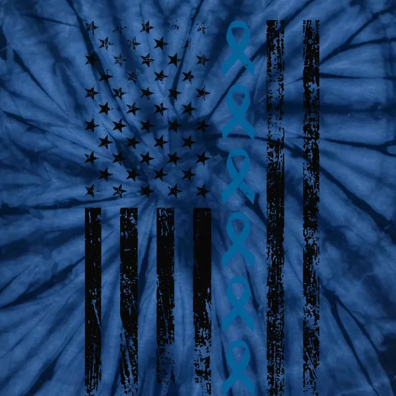 Colon Cancer Ribbon FLag Tie-Dye T-Shirt