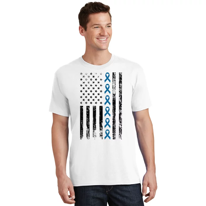 Colon Cancer Ribbon FLag T-Shirt