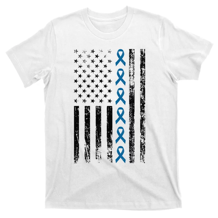 Colon Cancer Ribbon FLag T-Shirt