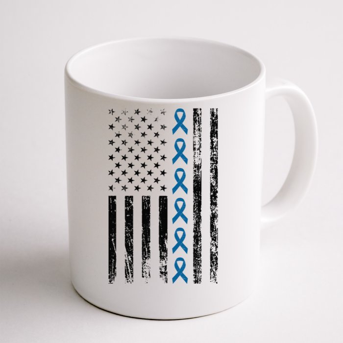 Colon Cancer Ribbon FLag Front & Back Coffee Mug