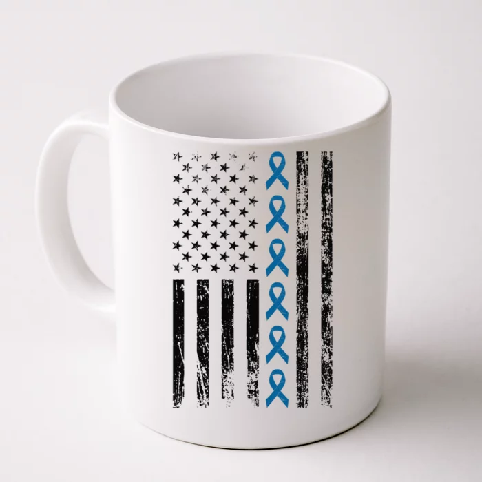 Colon Cancer Ribbon FLag Front & Back Coffee Mug