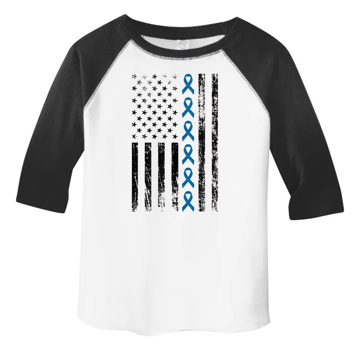 Colon Cancer Ribbon FLag Toddler Fine Jersey T-Shirt