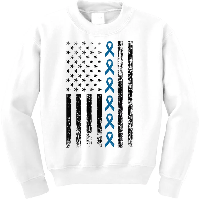 Colon Cancer Ribbon FLag Kids Sweatshirt