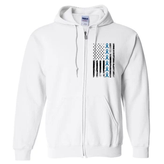 Colon Cancer Ribbon FLag Full Zip Hoodie