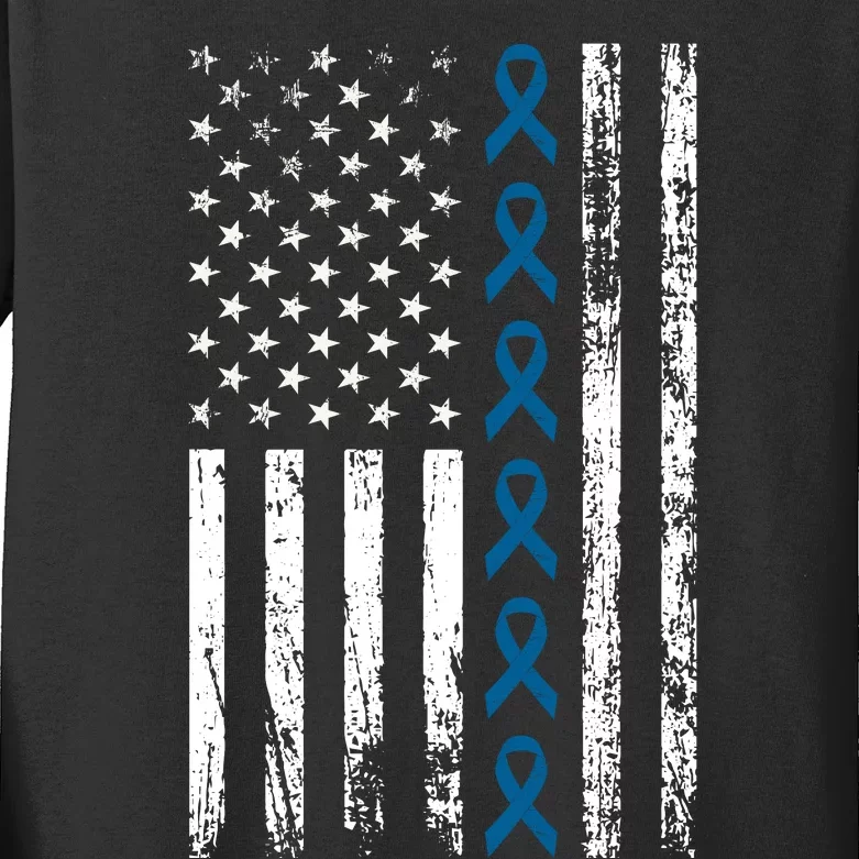 Colon Cancer Ribbon Kids Long Sleeve Shirt