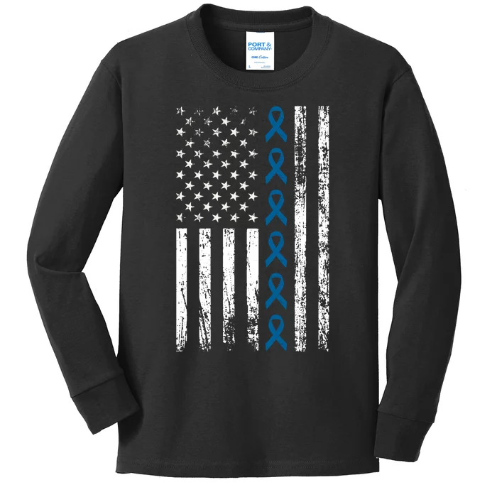 Colon Cancer Ribbon Kids Long Sleeve Shirt