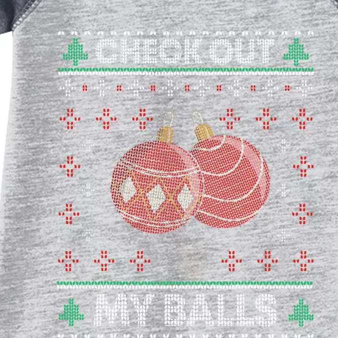 Christmas Check Out My Balls Funny Sarcastic XMas Infant Baby Jersey Bodysuit