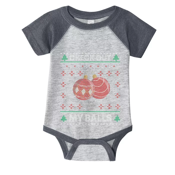 Christmas Check Out My Balls Funny Sarcastic XMas Infant Baby Jersey Bodysuit