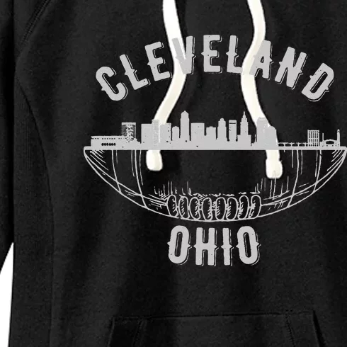 Cool Cleveland Ohio OH Football Skyline Skyscraper Fan Gift Women's Fleece Hoodie